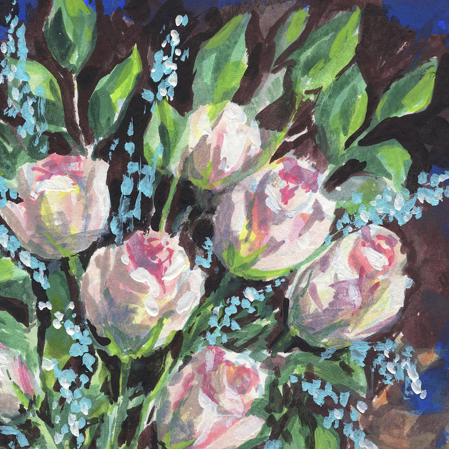 Burst Of Roses Floral Impressionism  Painting by Irina Sztukowski