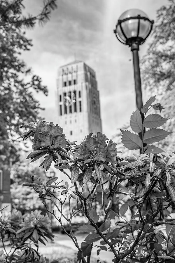 Black And White Photograph - Burton Tower University of Michigan by John McGraw