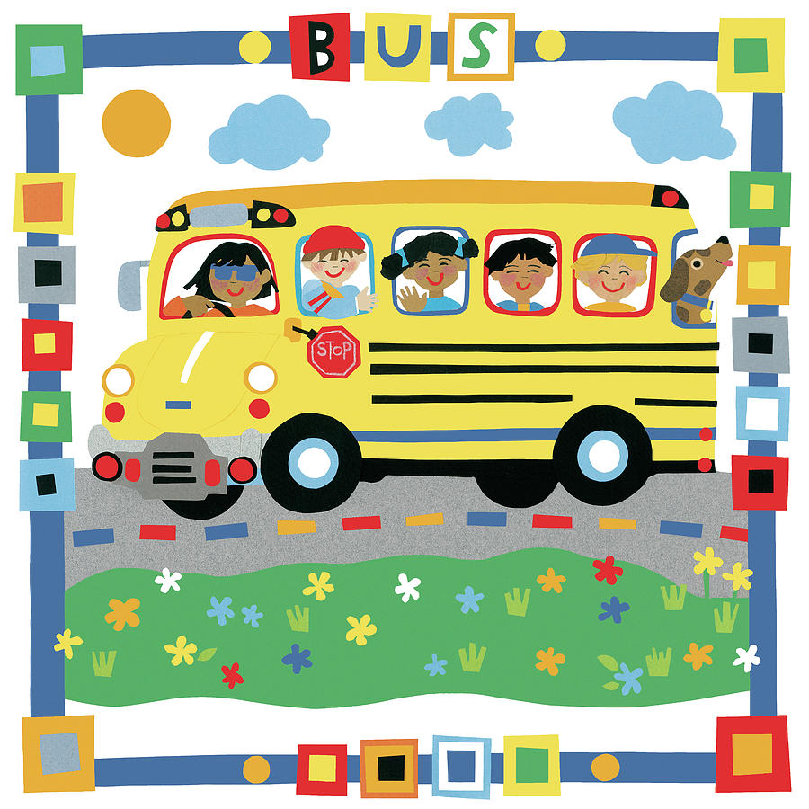 Children Mixed Media - Bus by Cheryl Piperberg