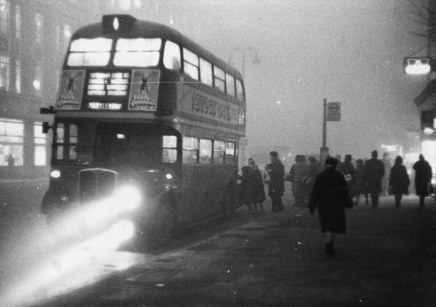 Bus In Fog Photograph by Michael Hardy