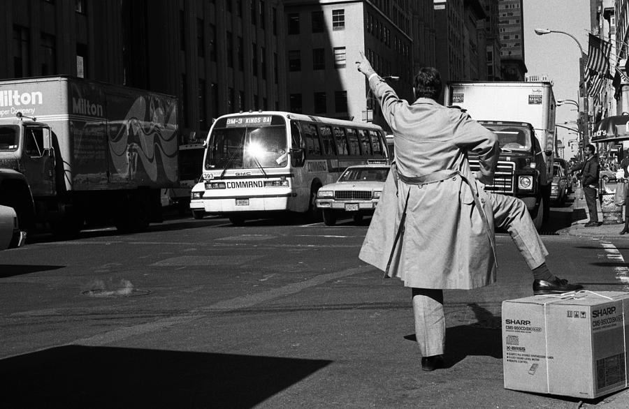 Black And White Photograph - Bus Please! (from The Series "manly") by Dieter Matthes