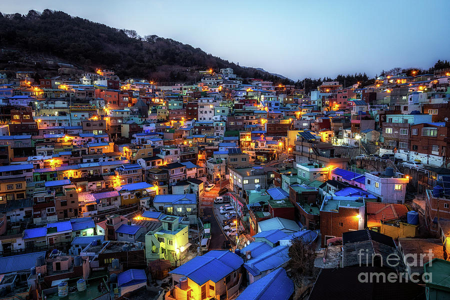 Busan Gamcheon Cultural Village Night Photograph By Aaron Choi