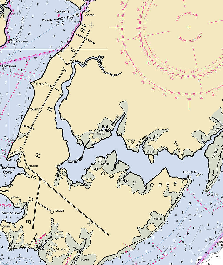 Bush Rivermaryland Nautical Chart Mixed Media by Bret Johnstad Fine