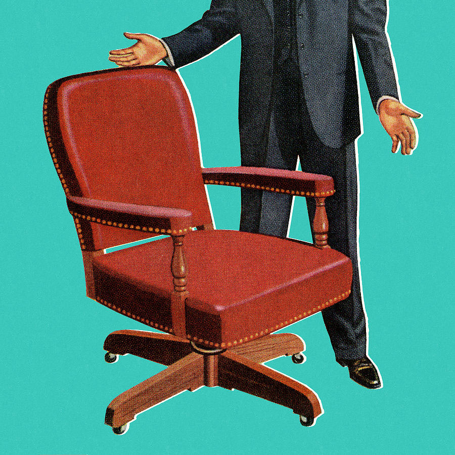 Vintage Drawing - Businessman and Office Chair by CSA Images