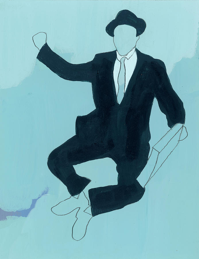 Vintage Drawing - Businessman Jumping for Joy by CSA Images