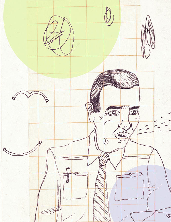 Vintage Drawing - Businessman Speaking by CSA Images