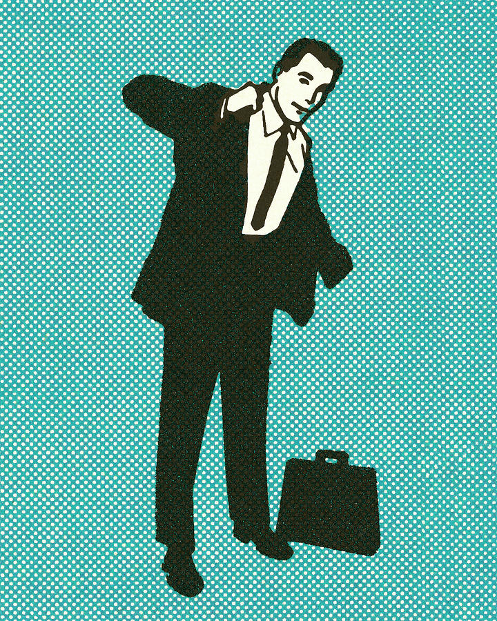 Vintage Drawing - Businessman Taking Off Jacket by CSA Images