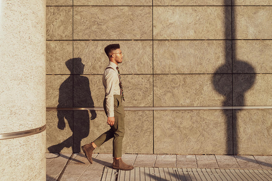City Digital Art - Businessman Walking Past Concrete Wall, Milano, Lombardia, Italy by Eugenio Marongiu