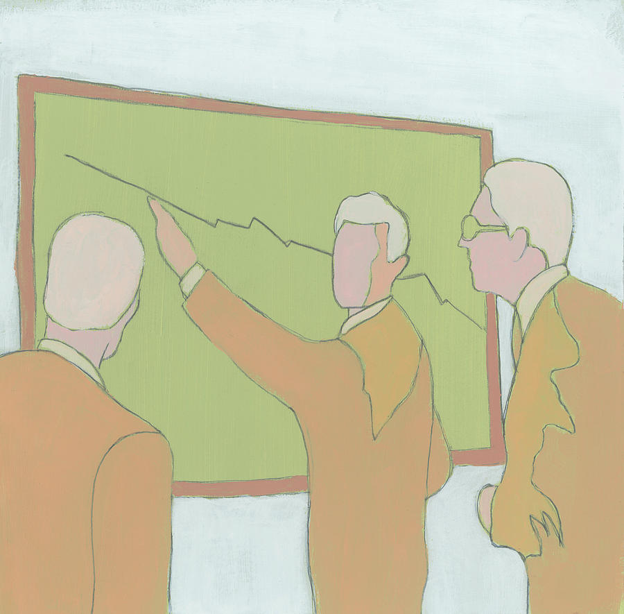 Vintage Drawing - Businessmen and Graph by CSA Images