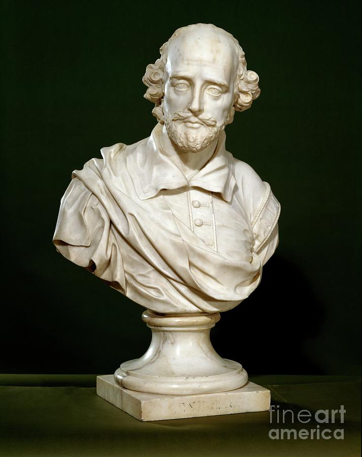 Bust Of William Shakespeare, 1760 Marble Mixed Media by John Michael Rysbrack Rijsbrack