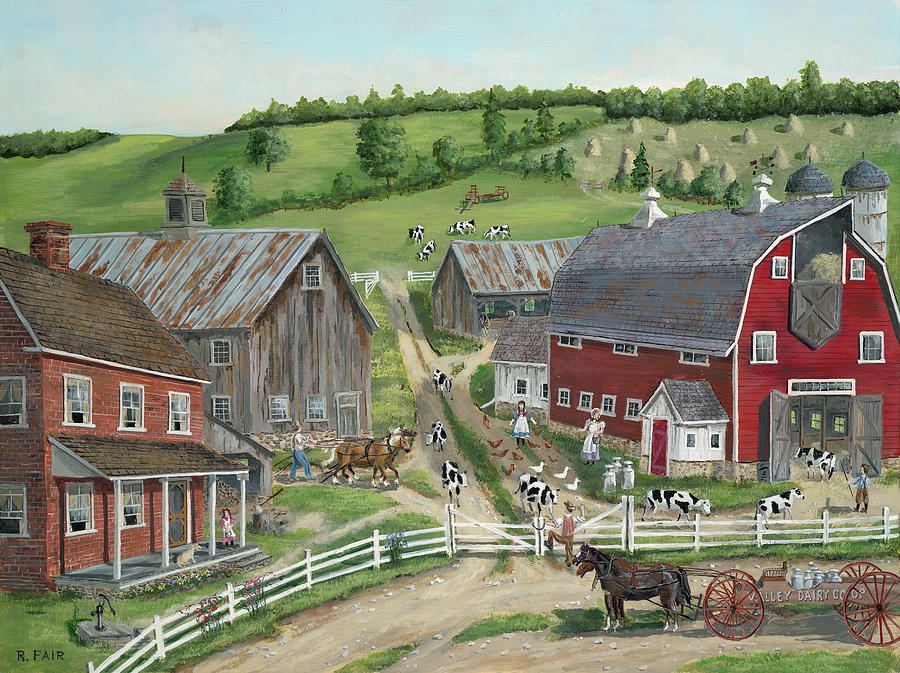 Busy Barnyard Painting by Bob Fair - Fine Art America