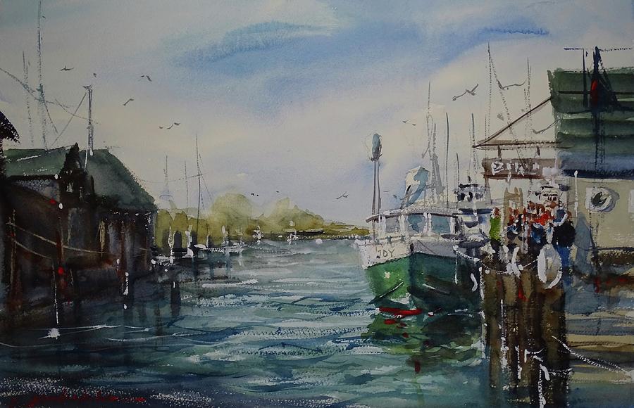 Busy Wharf at Fishtown Painting by Sandra Strohschein