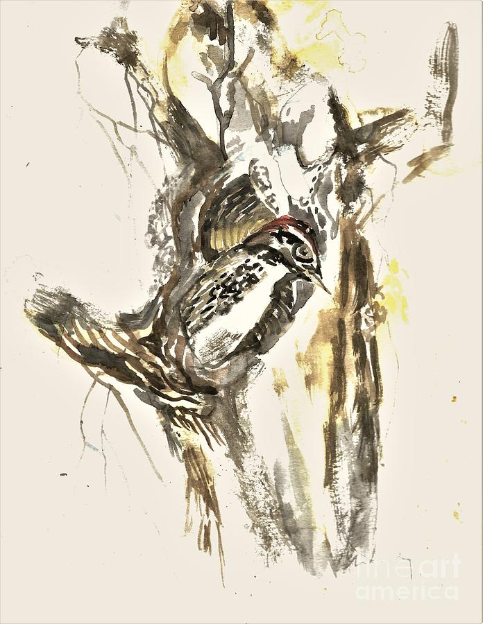 But for a Woodpecker Painting by Mindy Newman