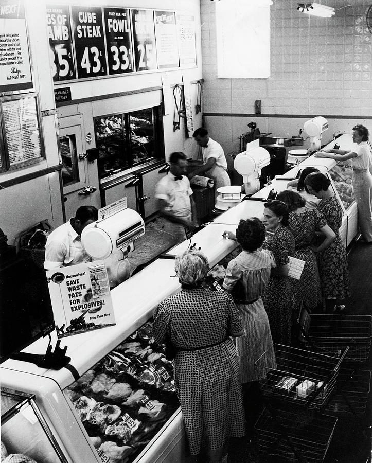 Butcher Counter In A&P Grocery Store Photograph by Alfred Eisenstaedt