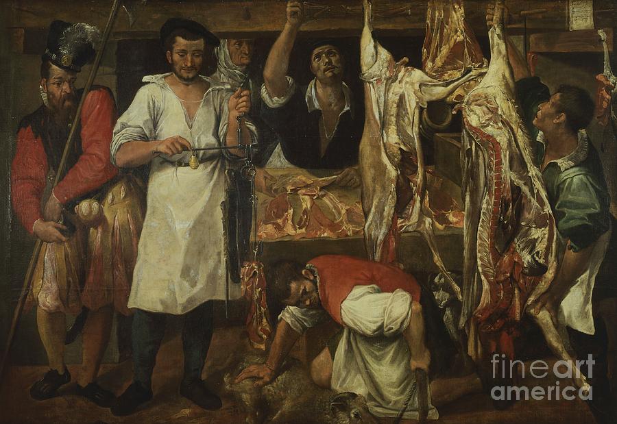 Butchers Shop, 1585 Painting by Annibale Carracci
