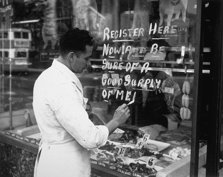 Butchers Sign Photograph by Fox Photos
