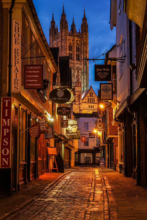 Butchery Lane In The Historic Canterbury, England,seen At Blue Hour Photograph