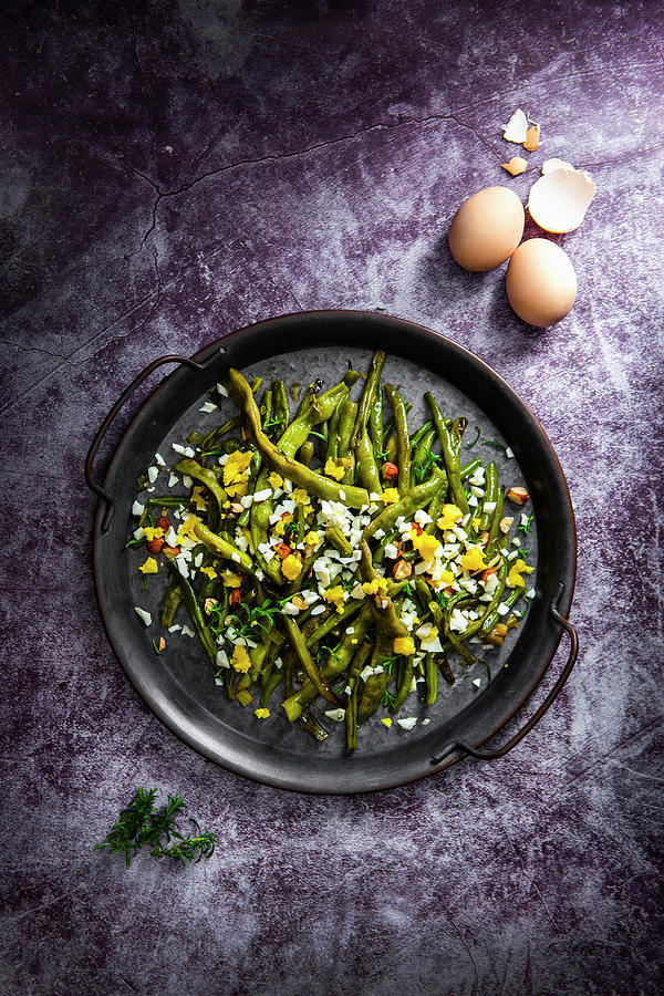 Butter Beans With Savory, Chopped Egg And Hazelnuts Photograph by Sandra Krimshandl-tauscher
