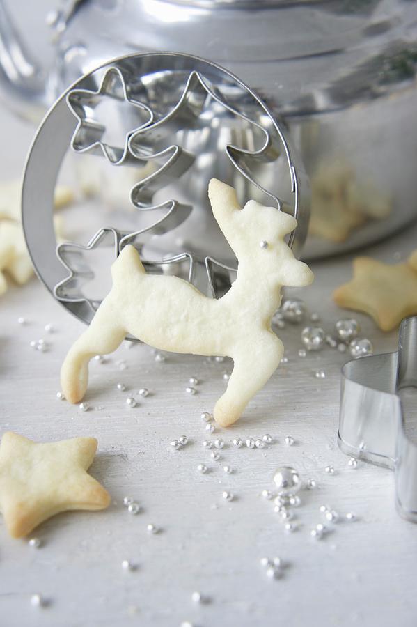Butter Biscuits, Sugar Beads And Cookie Cutters Photograph by Martina Schindler