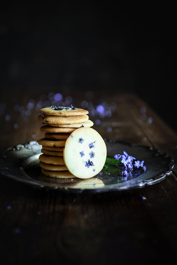 Butter Cookies With Forget Me Not Flower Photograph by Justina Ramanauskiene