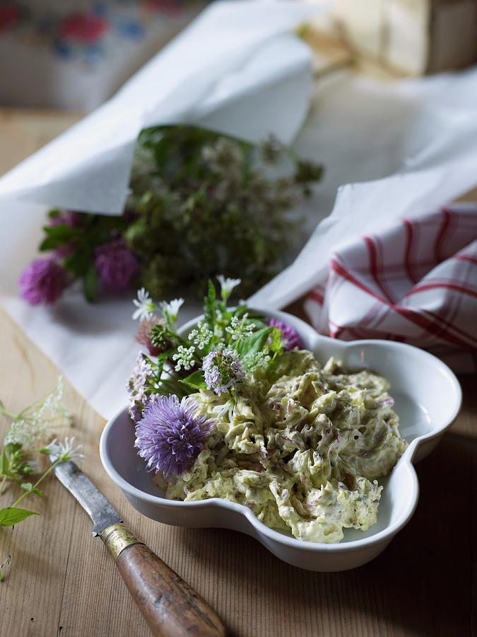 Butter With Herbs And Flowers Photograph by Matteo Manduzio