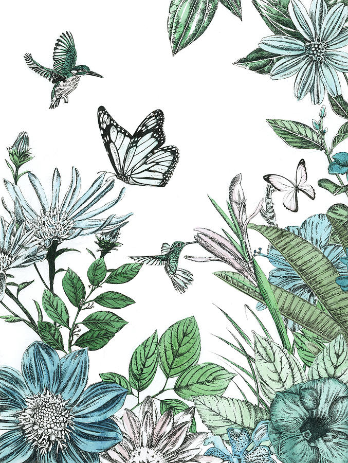 Butterflies And Flowers Iv Painting by Amelia Ilangaratne - Fine Art ...