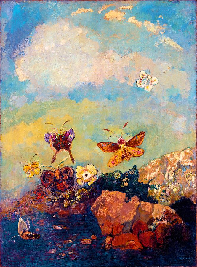 Odilon Redon Painting - Butterflies - Digital Remastered Edition by Odilon Redon