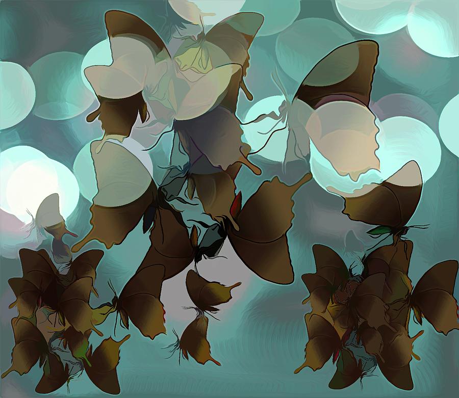 Butterflies Gathering Blue Dont Go Into The Light Drawing by Joan Stratton