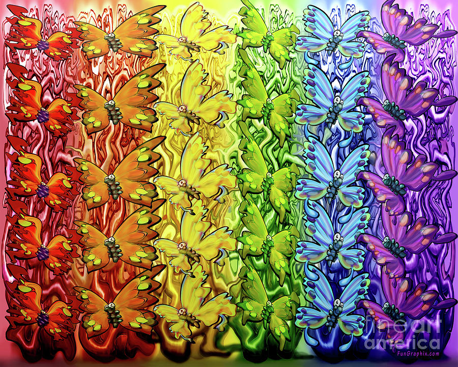 Butterflies Rainbow Digital Art by Kevin Middleton