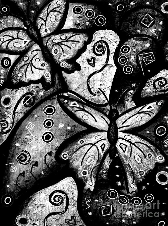 Butterfly Abstract in Black and White Digital Art by Lauries Intuitive