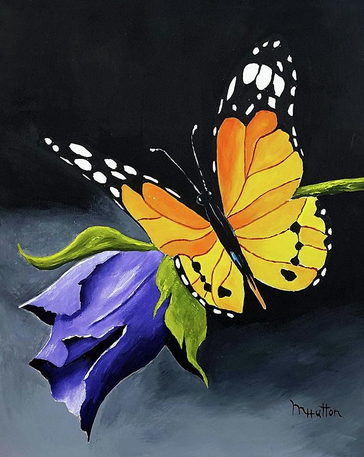 realistic butterfly and flower drawing