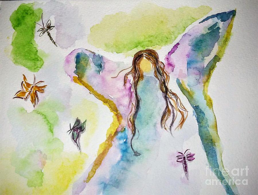 Butterfly Angel Painting by Raisa O'Farrill - Fine Art America