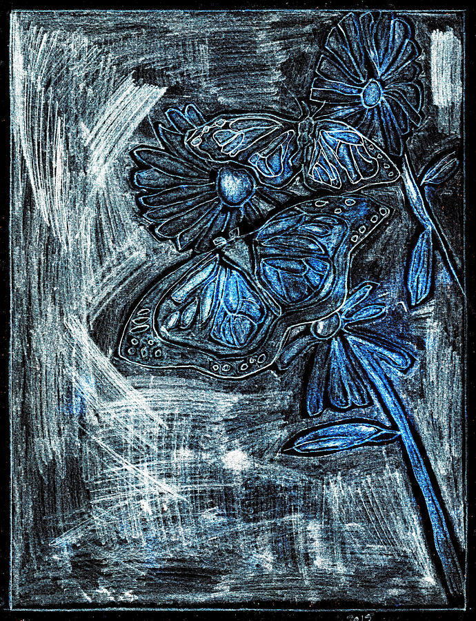 Butterfly Blue Garden at Night 26 Digital Art by Edgeworth Johnstone