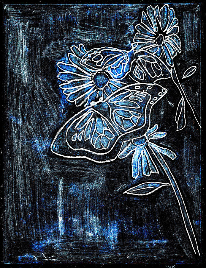Butterfly Blue Garden at Night 27 Digital Art by Edgeworth Johnstone
