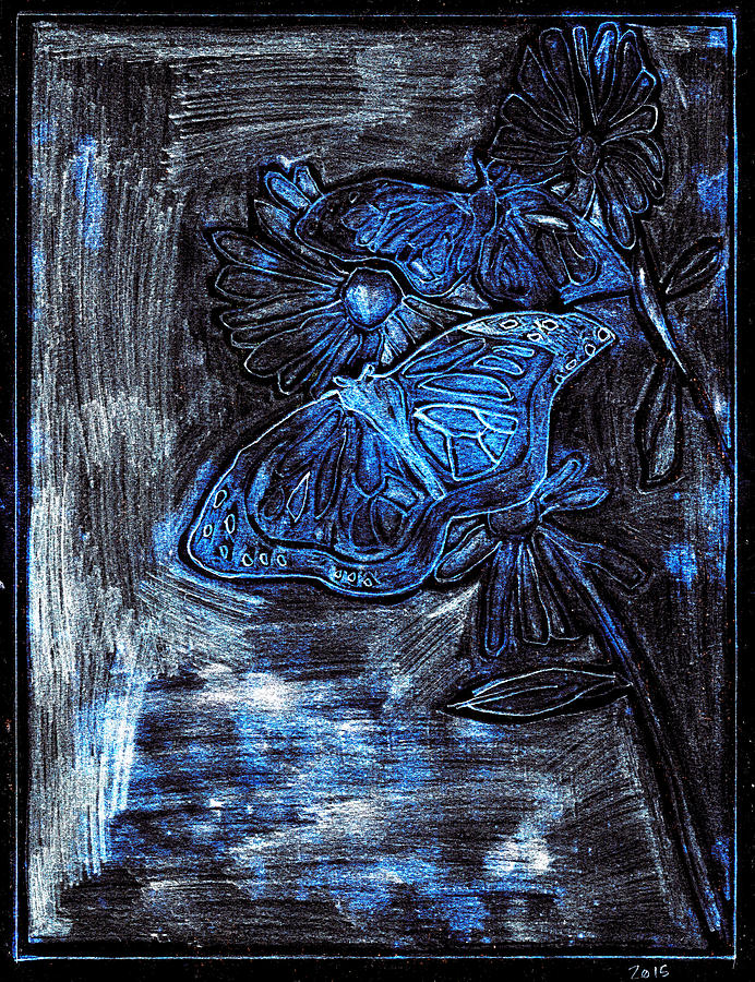 Butterfly Blue Garden at Night 29 Digital Art by Edgeworth Johnstone