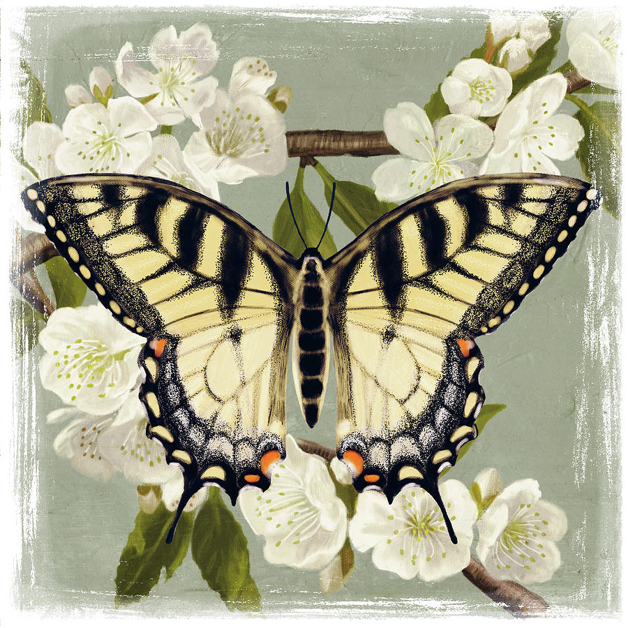 Butterfly Branch II Painting by Victoria Borges