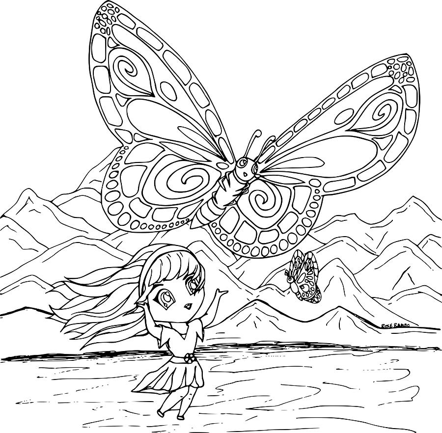 Insects Digital Art - Butterfly Chibi by Rose Rambo