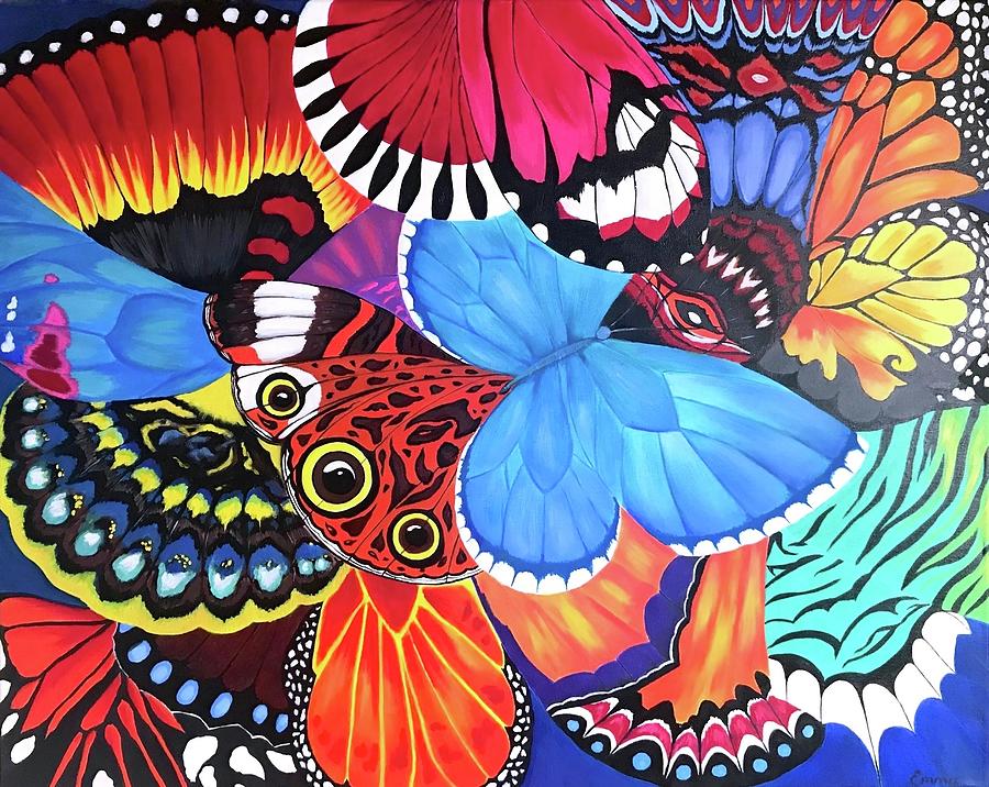 Butterfly Collage Painting by Emma Kurosh - Fine Art America