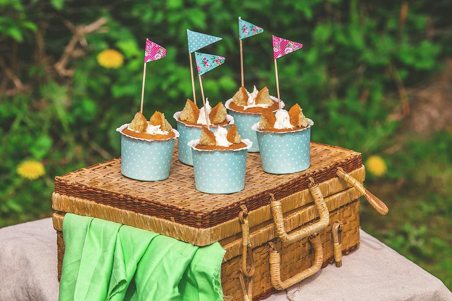 Butterfly Cupcakes On A Picnic Basket Photograph by Aniko Takacs