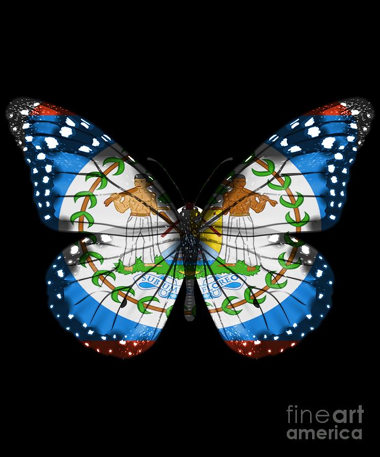 Butterfly Flag Of Belize Digital Art by Jose O