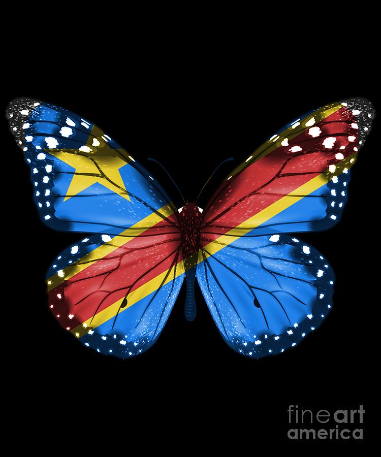 Butterfly Flag Of Democratic Republic Of Congo Digital Art by Jose O ...