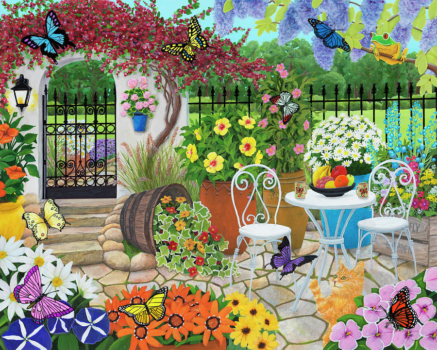 Flower Painting - Butterfly Garden by Kathy Kehoe Bambeck