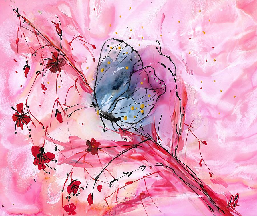 Butterfly In Blue Painting by Bonny Butler