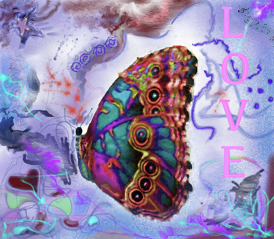 Butterfly Love Blue Digital Art by Shelly Tschupp