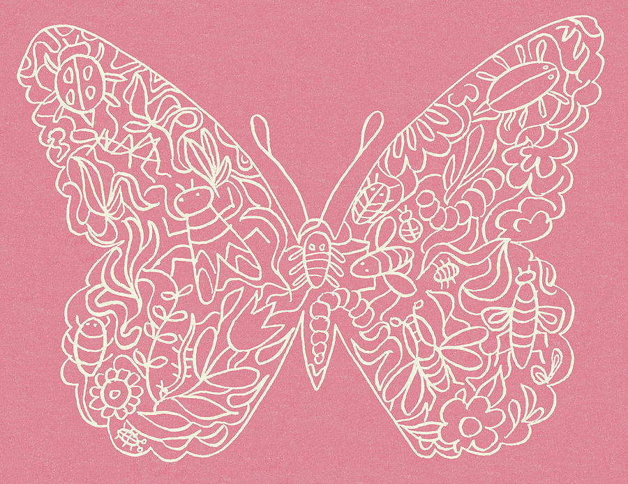 Butterfly Drawing - Butterfly Made of Bugs by CSA Images