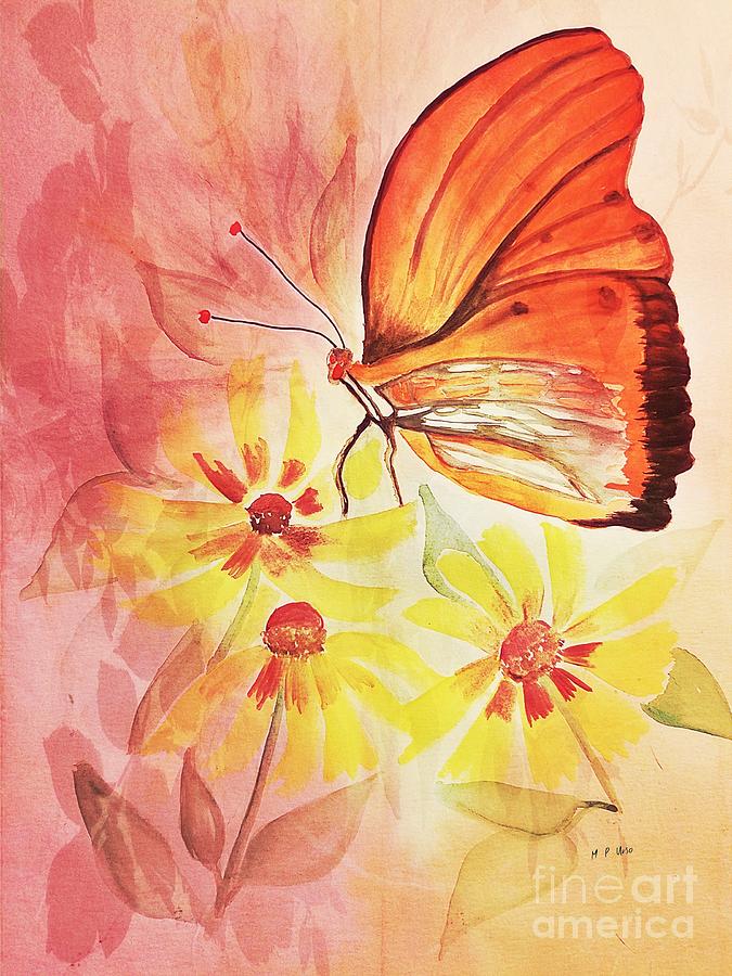 Butterfly on Rudbeckia Mixed Media by Maria Urso