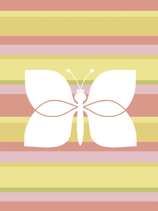 Butterfly Drawing - Butterfly on Striped Background by CSA Images