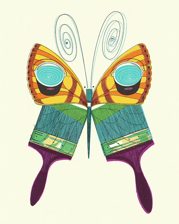 Butterfly Drawing - Butterfly Paintbrush by CSA Images