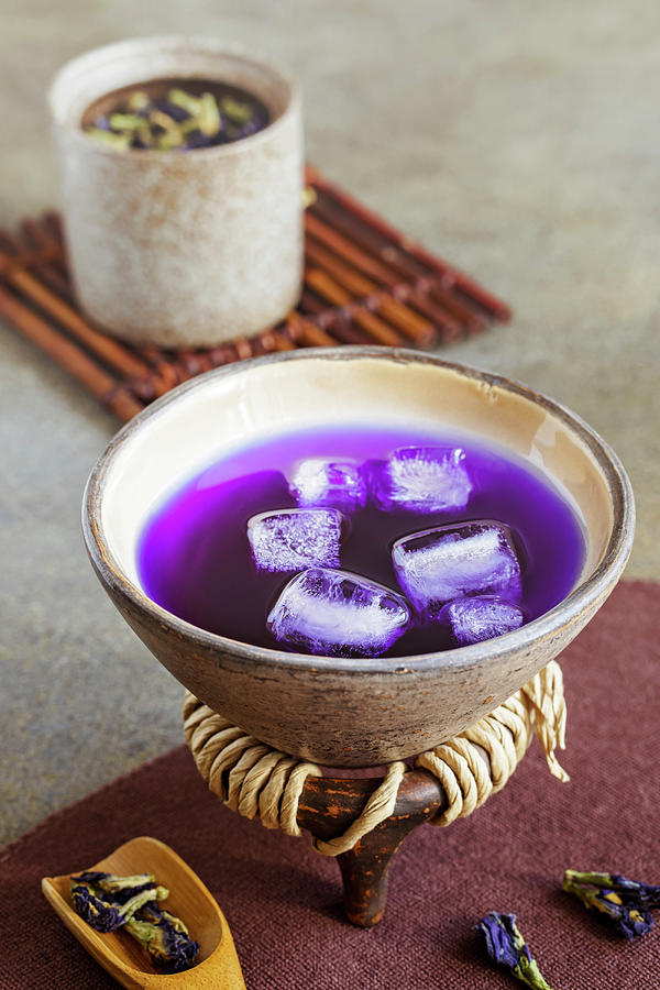 Butterfly Pea Flower Tea In Bowl Photograph by Andrey Maslakov