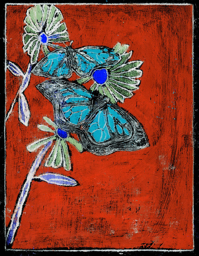 Butterfly Red and Black 10 Painting by Edgeworth Johnstone